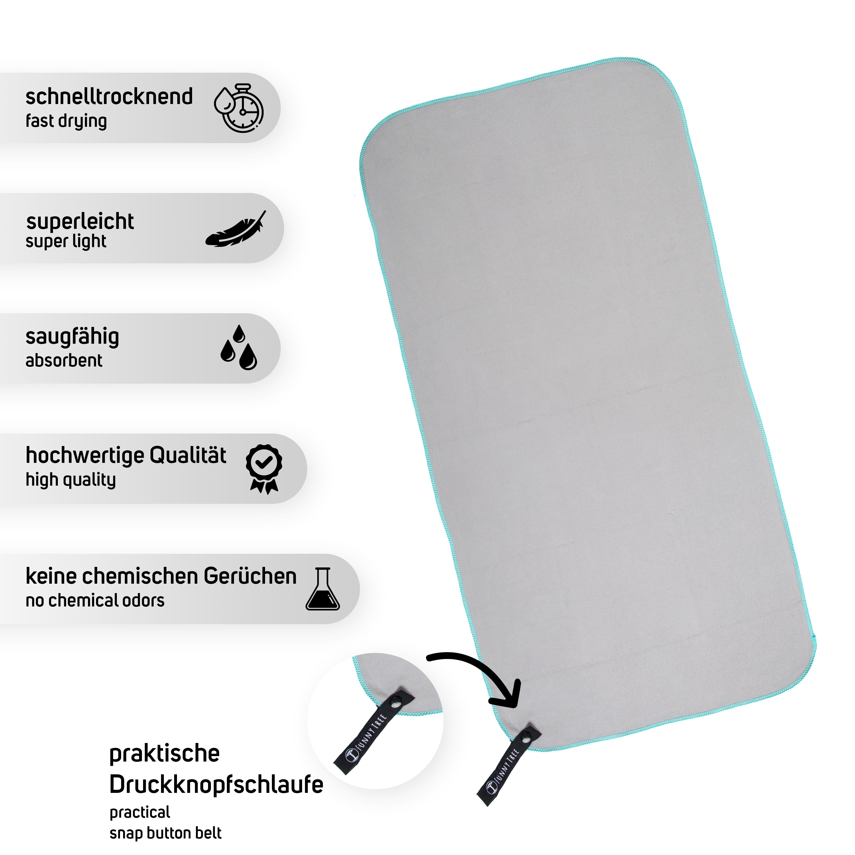 Mikrofaser Handtuch Grau 40x80 cm inkl. Meshbag