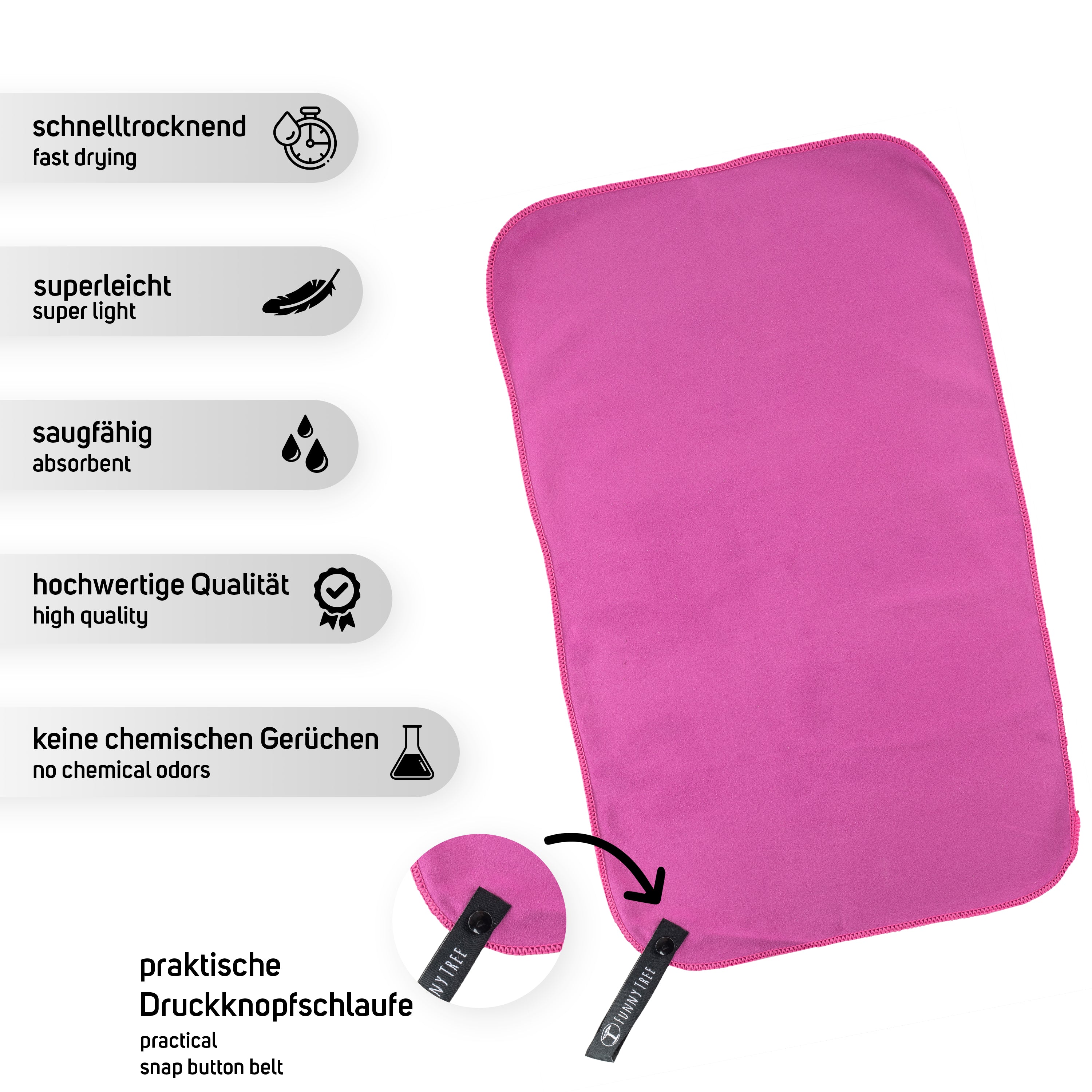 Mikrofaser Handtuch Fuchsia 40x80 cm inkl. Meshbag