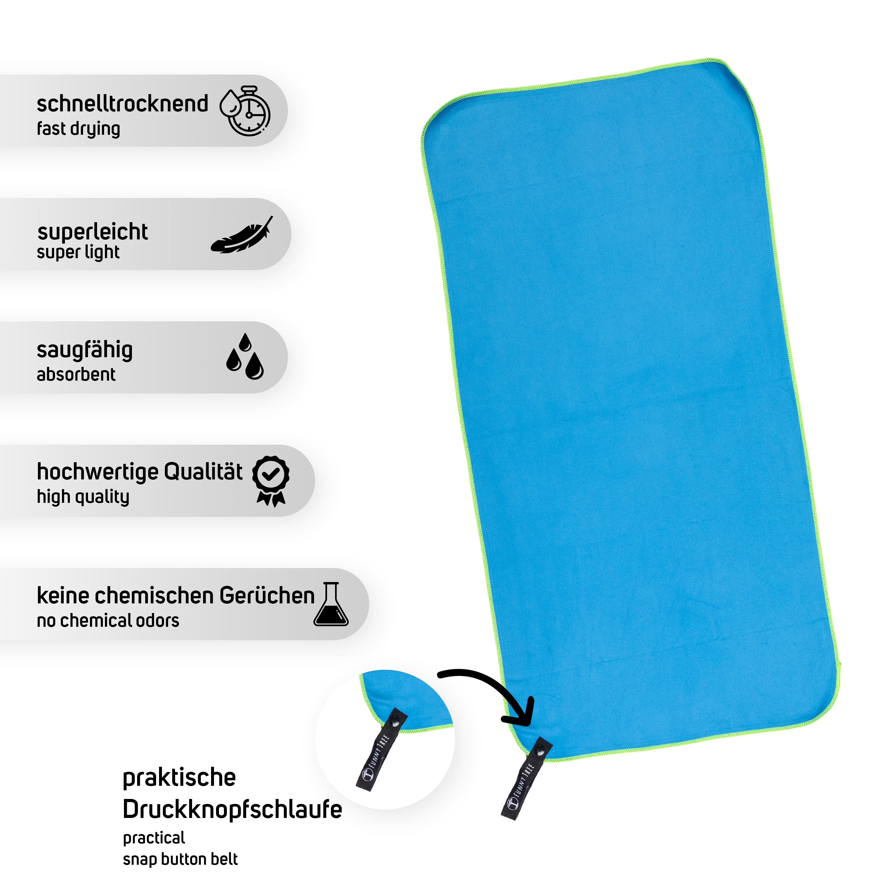 Mikrofaser Handtuch Blau 40x80 cm inkl. Meshbag
