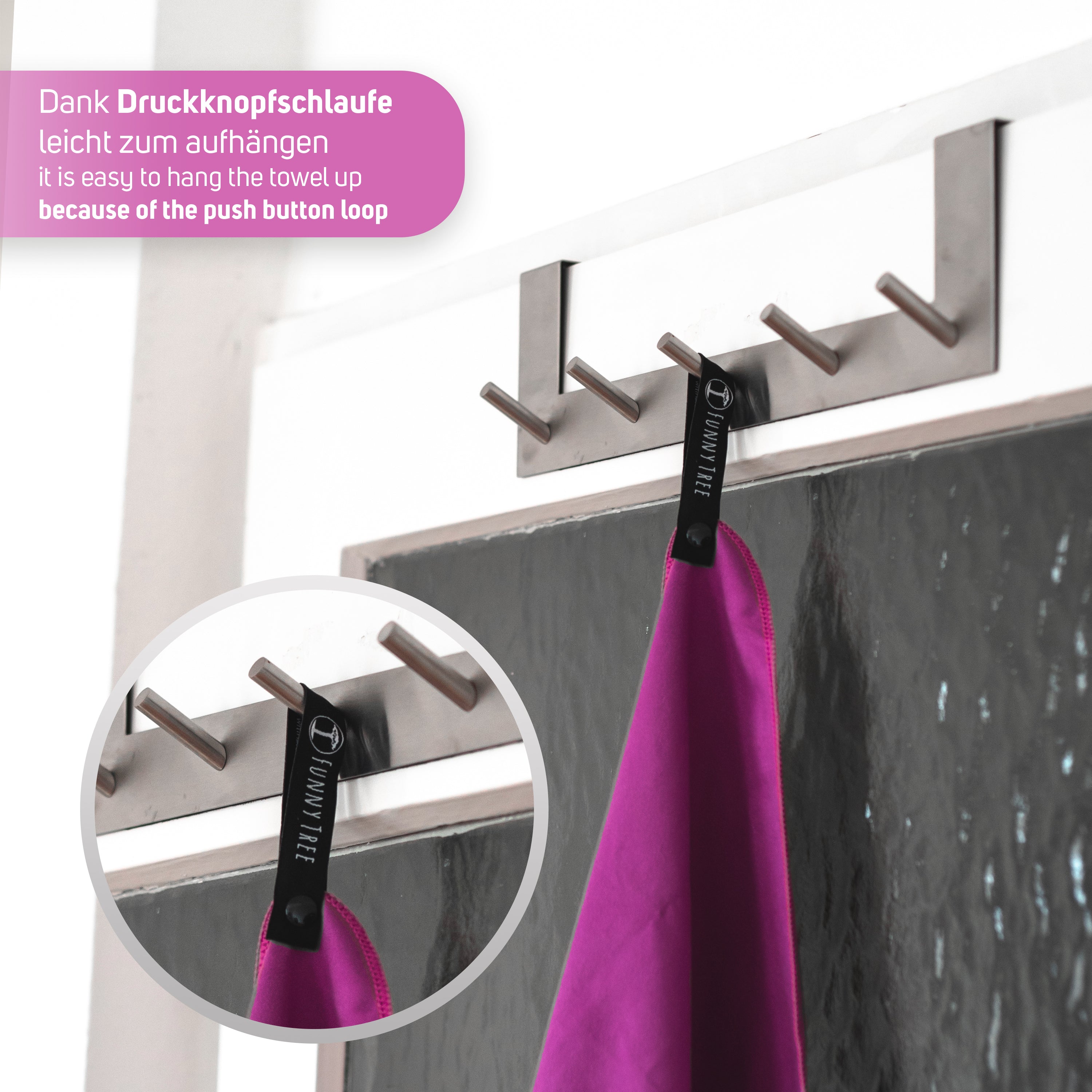 Mikrofaser Handtuch Fuchsia 40x80 cm inkl. Meshbag