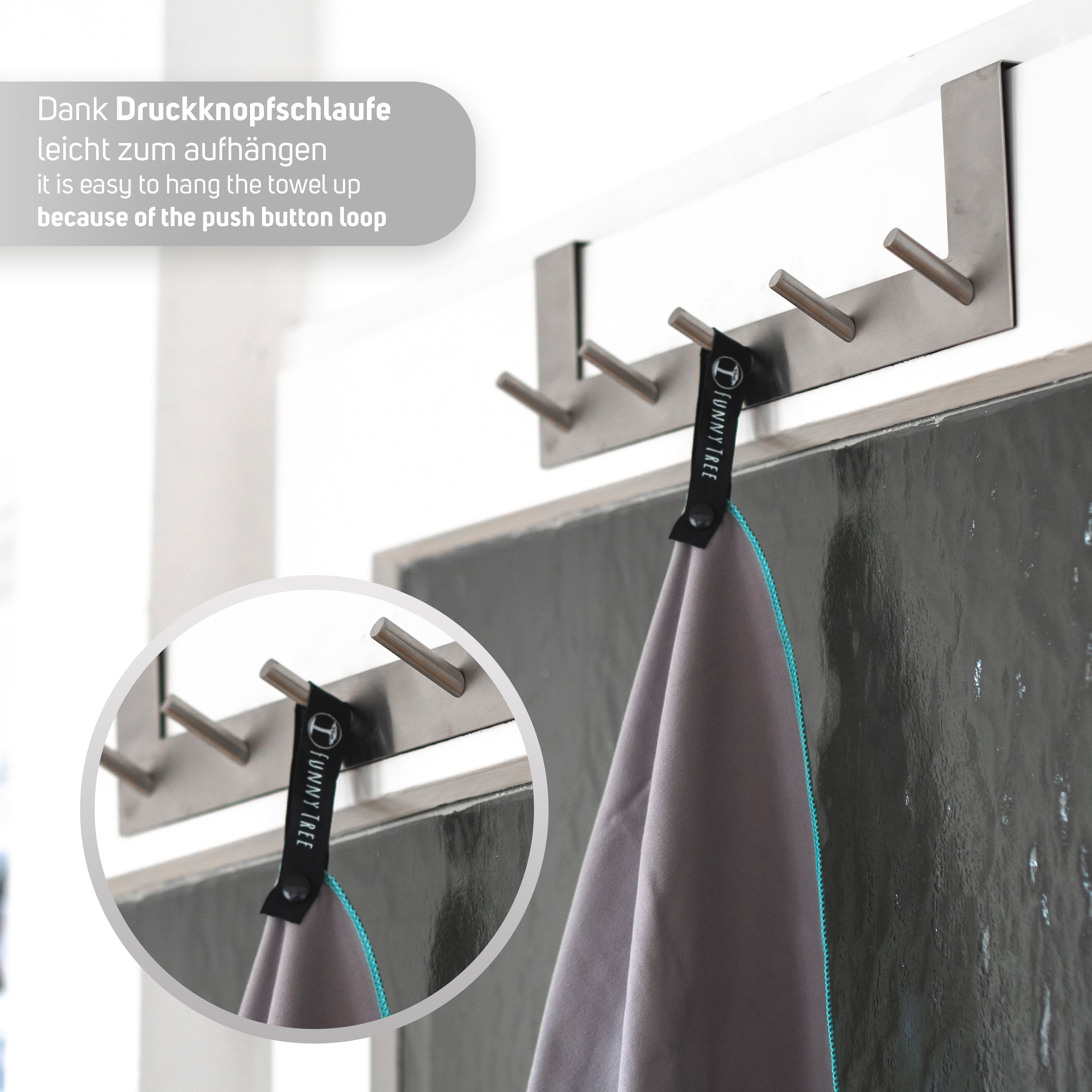Mikrofaser Handtuch Grau 40x80 cm inkl. Meshbag