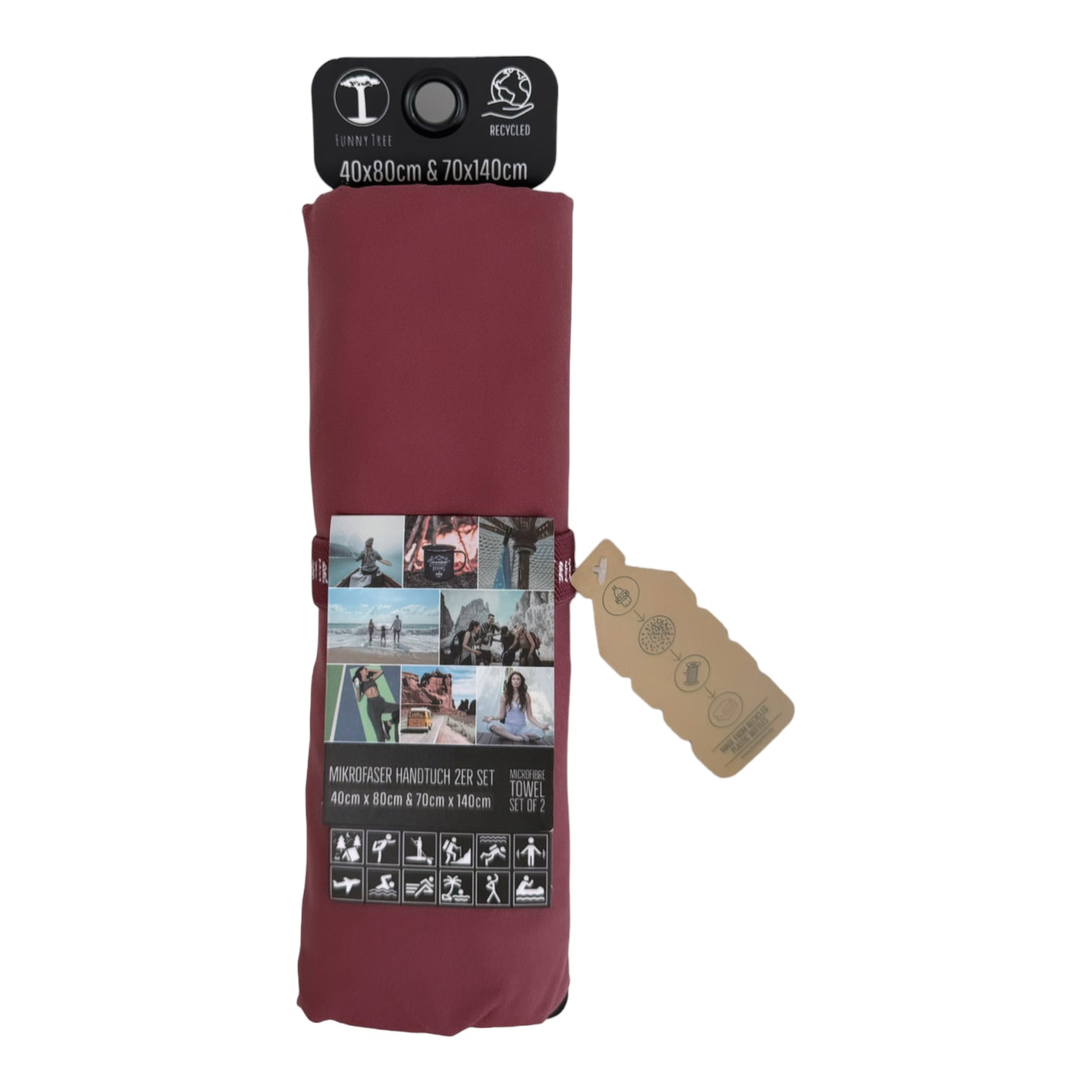 FunnyTree EcoGreen Mikrofaser Handtuch Set Mauve