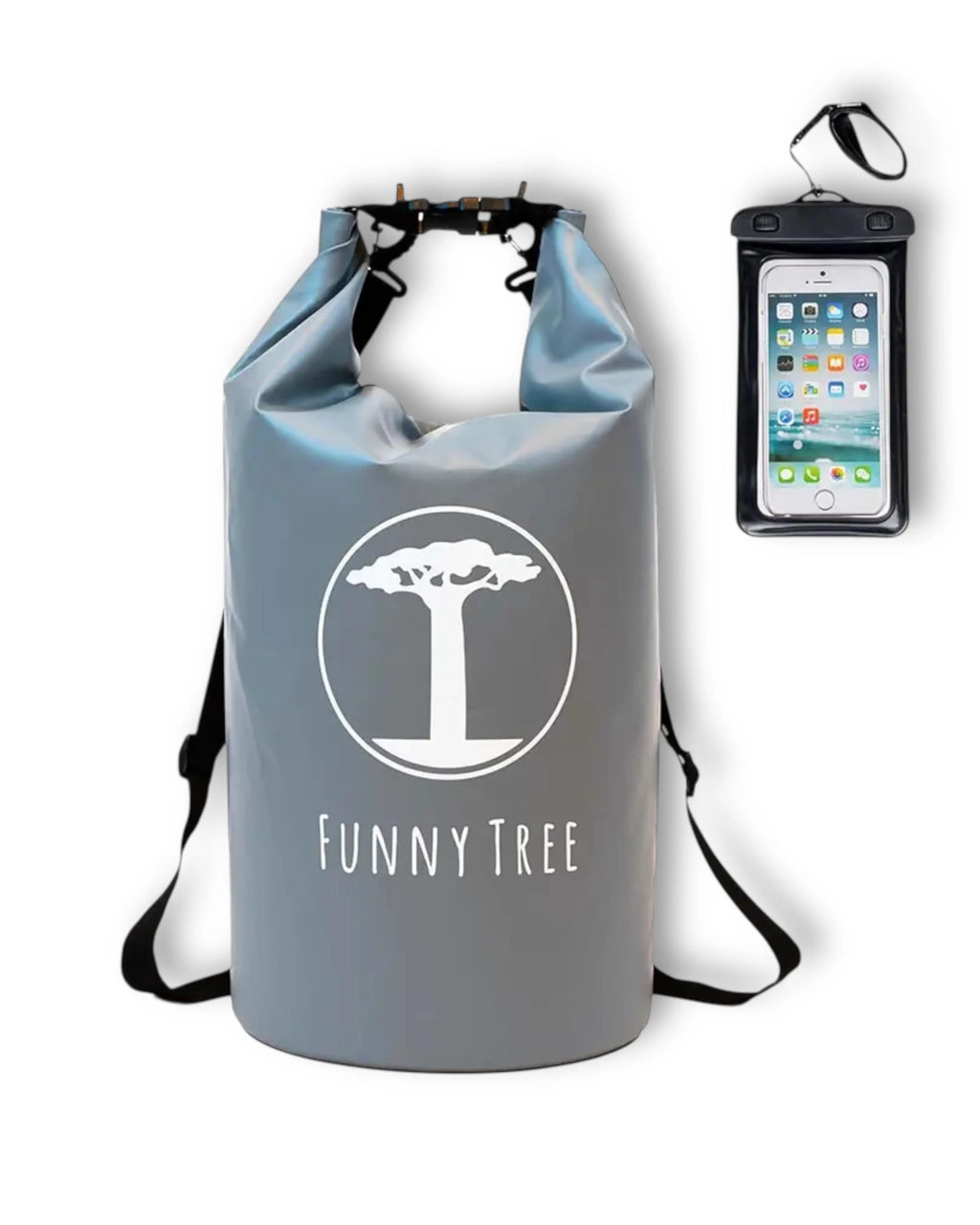 Funny Tree Drybag wasserdichter Packsack Grau – für Kajak, Surfen & Tauchen