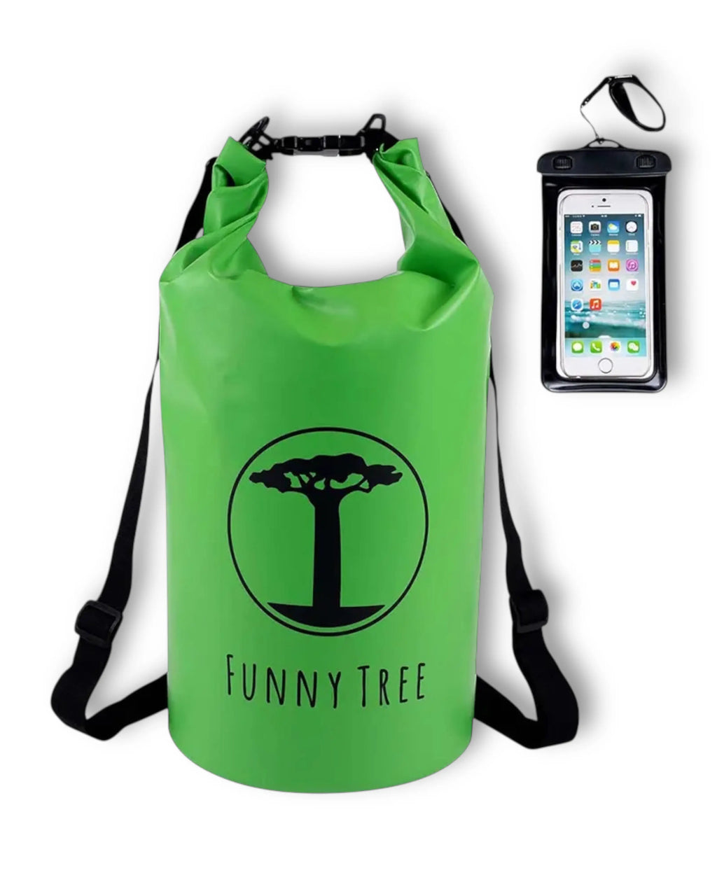 Funny Tree Drybag wasserdichter Packsack Grün – schützt Ausrüstung zuverlässig