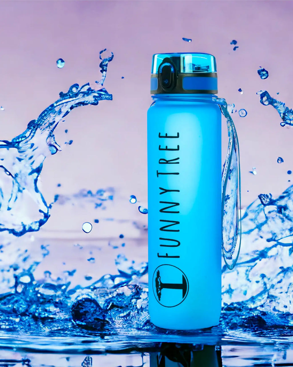 Funny Tree Trinkflasche Ocean Blue – für Sport, Yoga & Alltag